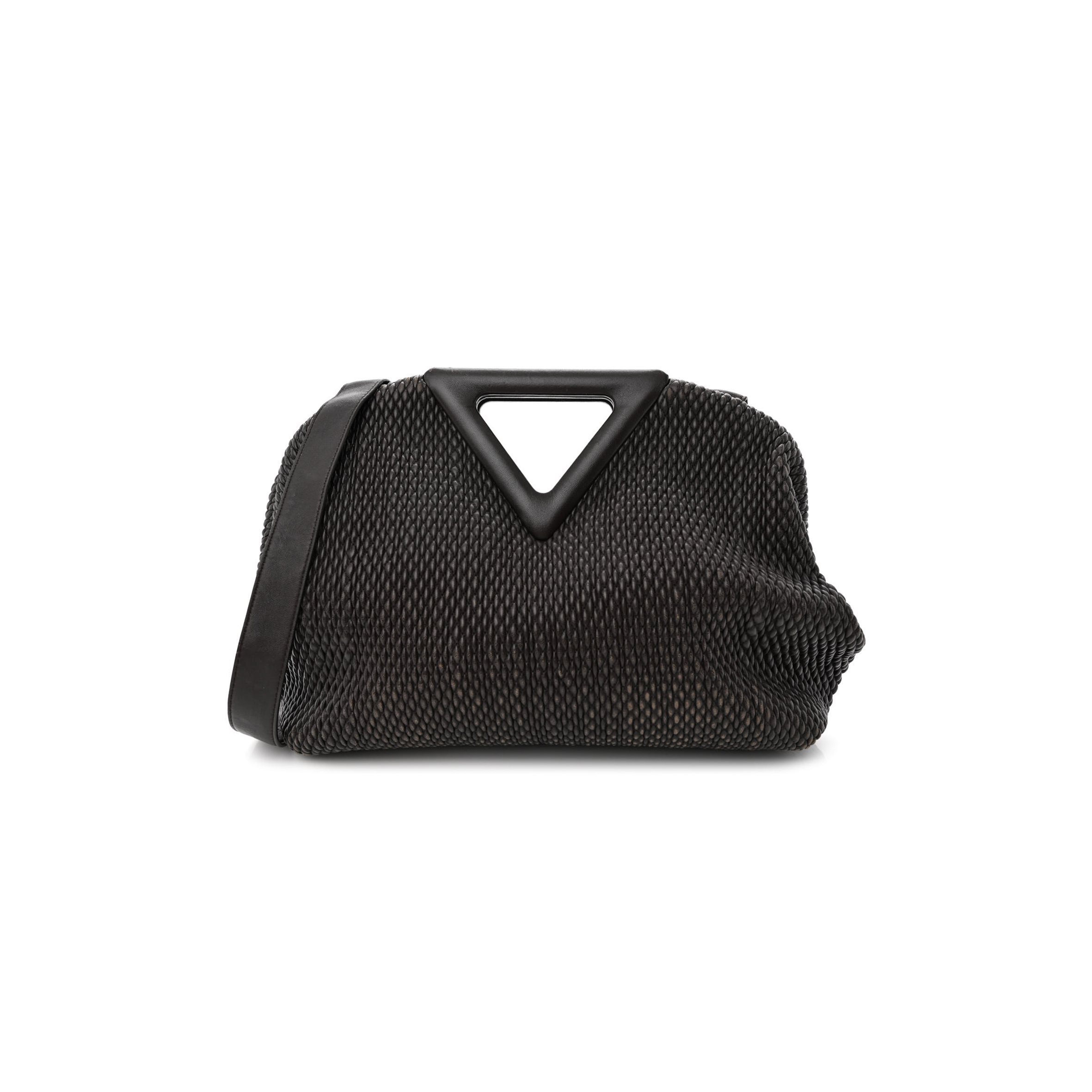 BOTTEGA VENETA LAMBSKIN KNIT MEDIUM THE POINT TRIANGLE BAG FONDANT (30*25*13cm)