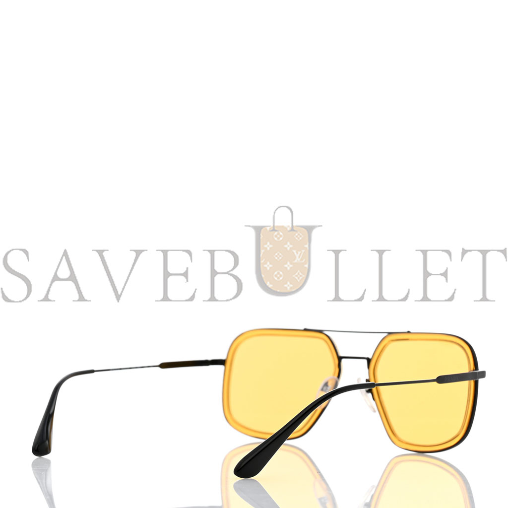 PRADA AVIATOR SUNGLASSES SPR 57X BLACK YELLOW