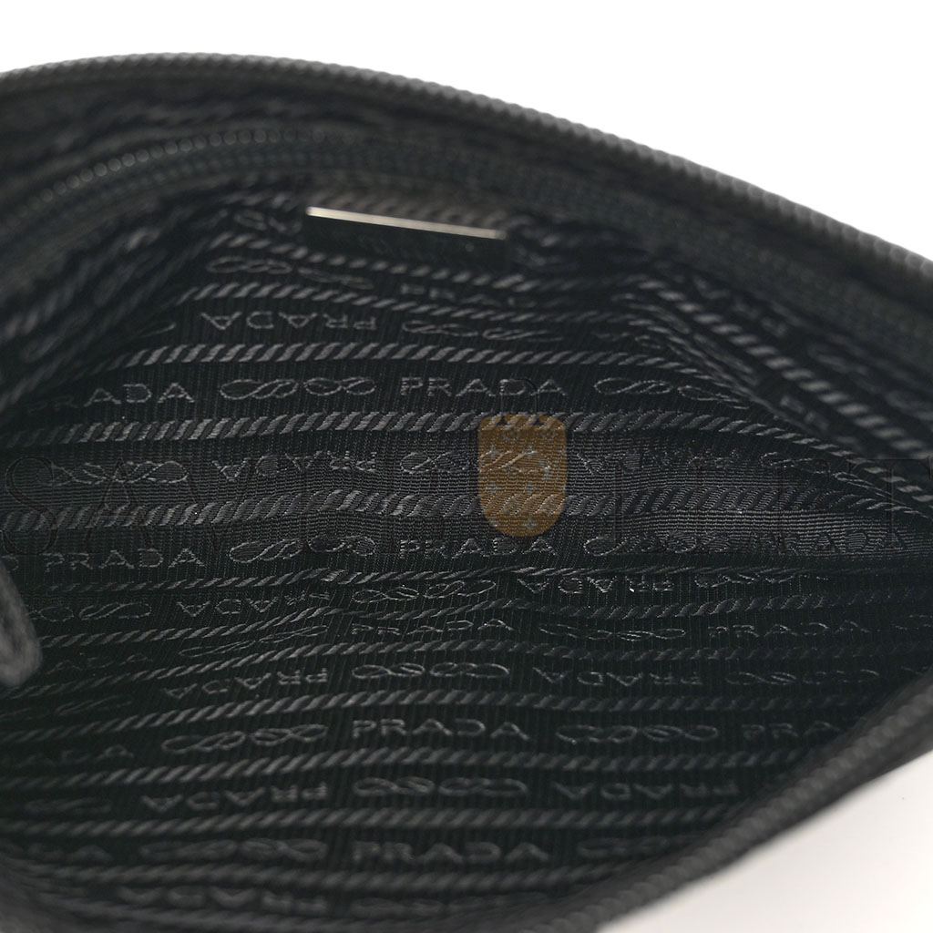 PRADA TESSUTO NYLON SAFFIANO WRISTLET BLACK (23*14cm)