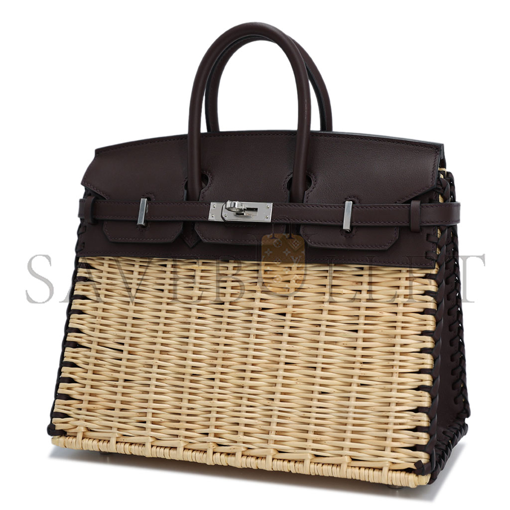 HERMES MASTER BIRKIN PICNIC 25 LEATHER WICKER SILVER BUCKLE BAG 4180752856 (25*20*13cm)