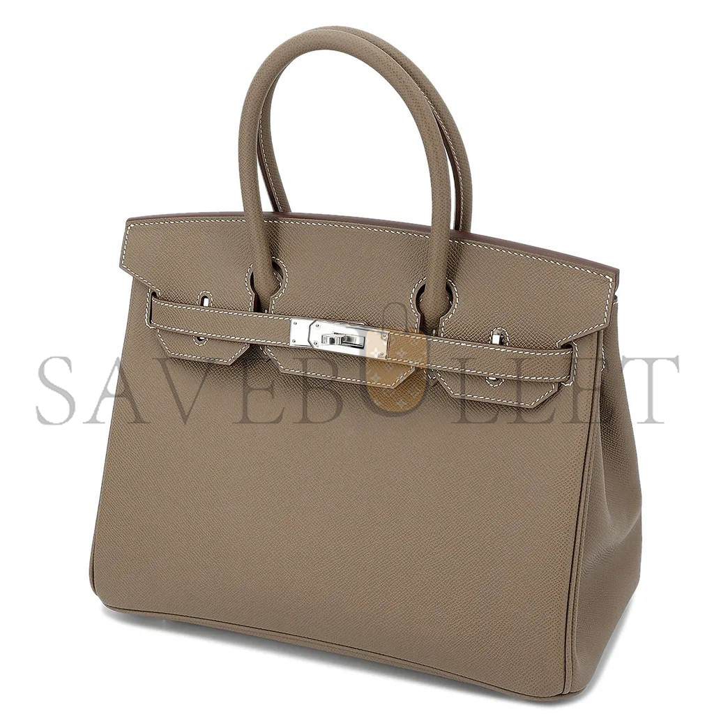 HERMES MASTER BIRKIN 30 TOGO LEATHER ELEPHANT GREY SILVER BUCKLE BAG H028369CK18 (30*22*16cm)