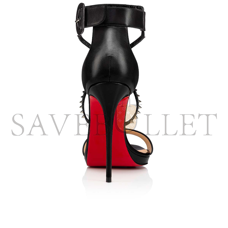 CHRISTIAN LOUBOUTIN CHOCA LUX 120 MM STRAPPY SANDALS-KID LEATHER-BLACK-WOMEN 3180515BK65