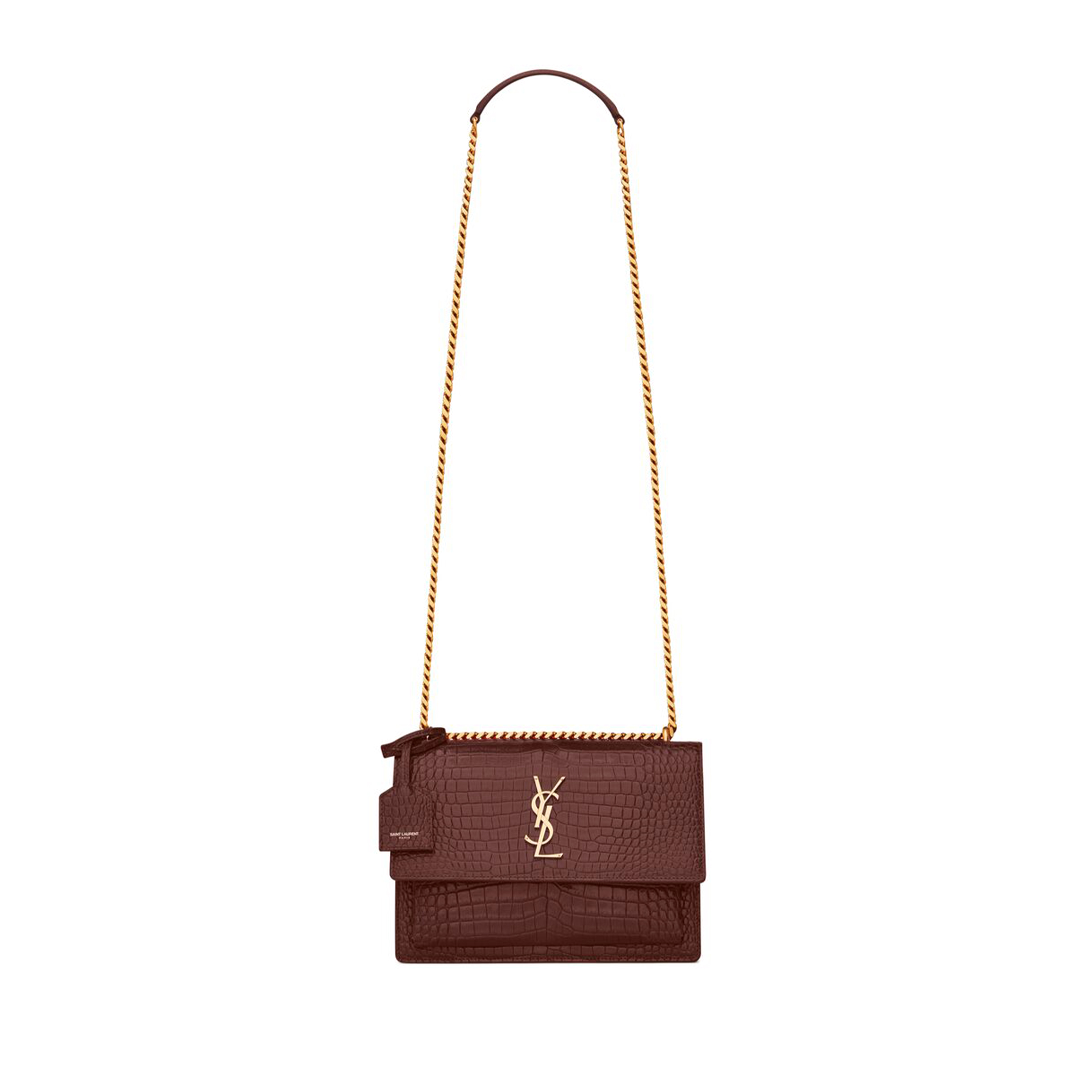 YSL SUNSET MEDIUM IN CROCODILE-EMBOSSED LEATHER 442906DND0J6147 (22*16*6.5cm)