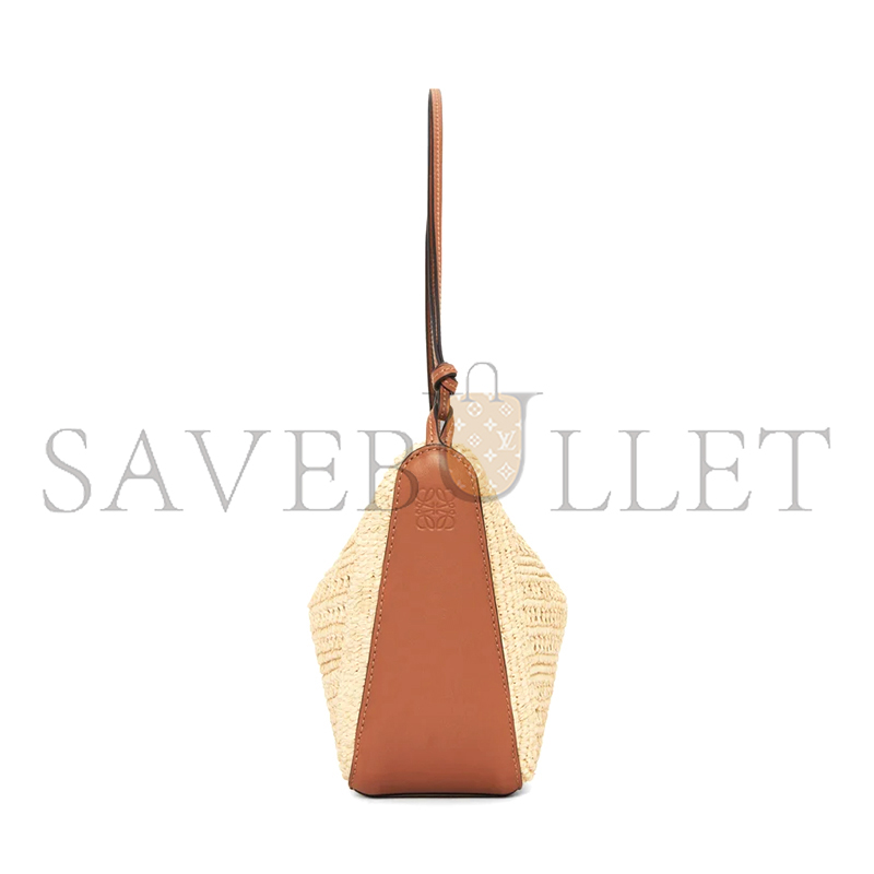 LOEWE MINI HAMMOCK HOBO IN RAFFIA AND CALFSKIN A538G13X09-658 (28*17*9.5cm)