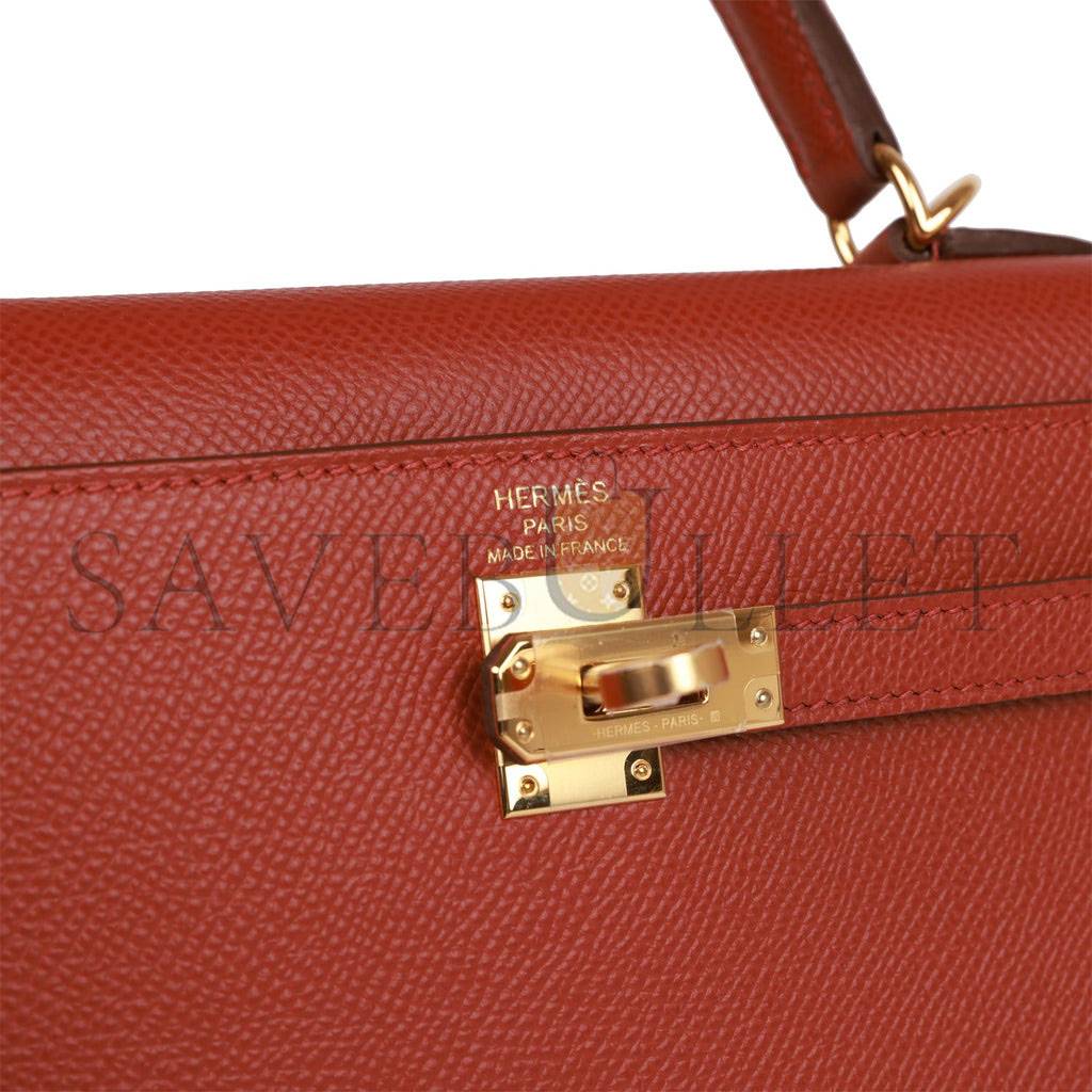 HERMES KELLY SELLIER 25 ROUGE VENETIAN EPSOM GOLD HARDWARE   (25*17*7cm)