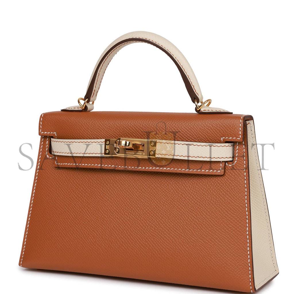 HERMES SPECIAL ORDER (HSS) KELLY MINI SELLIER 20 GOLD AND CRAIE EPSOM GOLD HARDWARE (19*12*5.5cm)