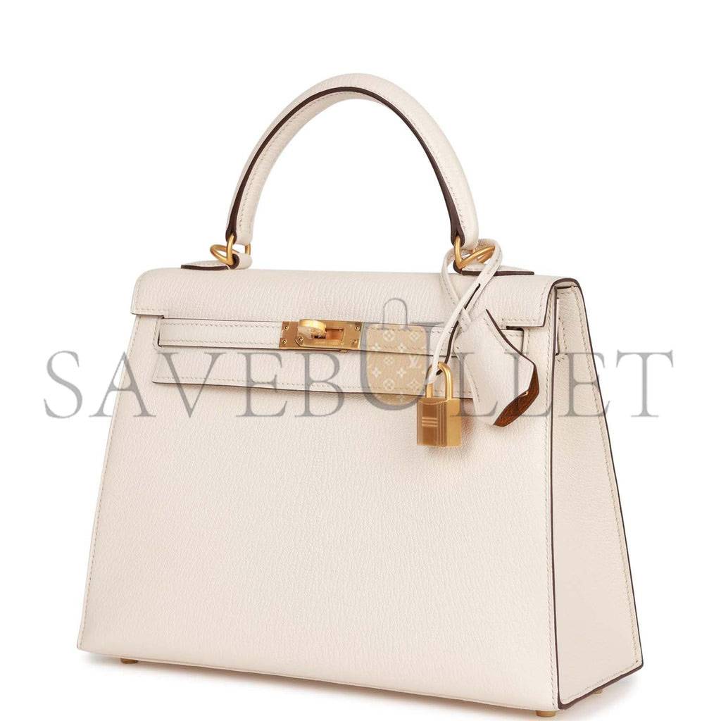 HERMES SPECIAL ORDER (HSS) KELLY SELLIER 25 NATA VERSO EPSOM BRUSHED GOLD HARDWARE HANDMADE (25*17*7cm)