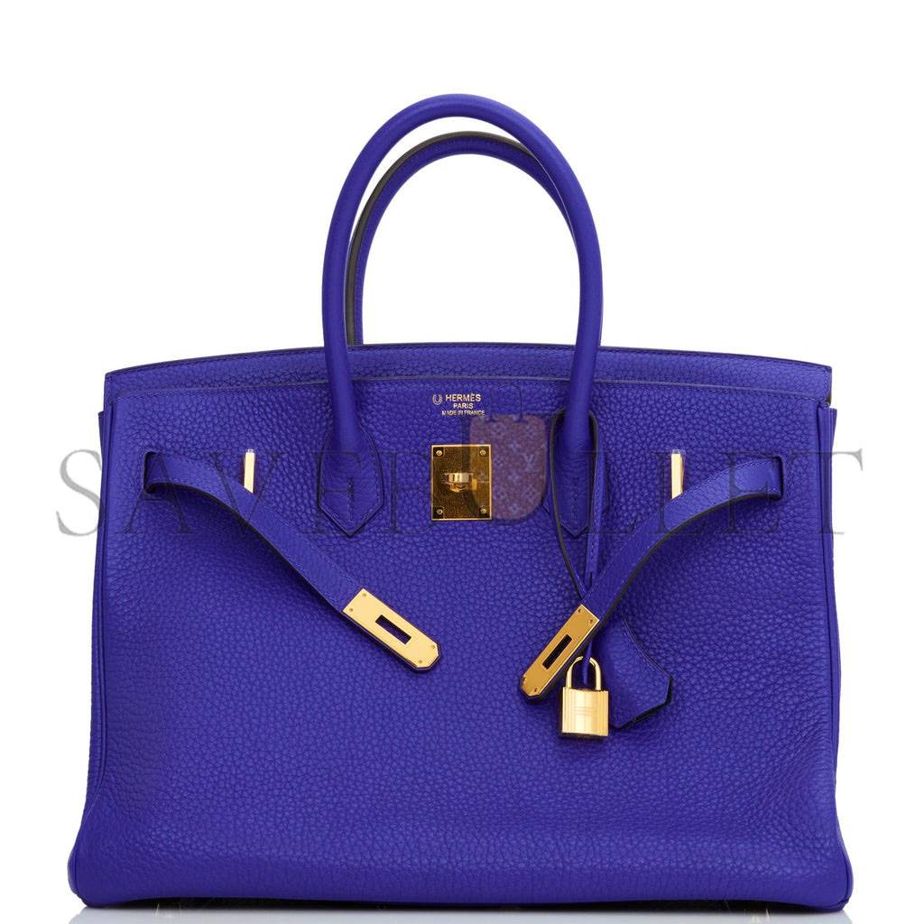 HERMES SPECIAL ORDER (HSS) BIRKIN 35 BLEU ELECTRIC VERSO CLEMENCE GOLD HARDWARE (35*25*18cm)