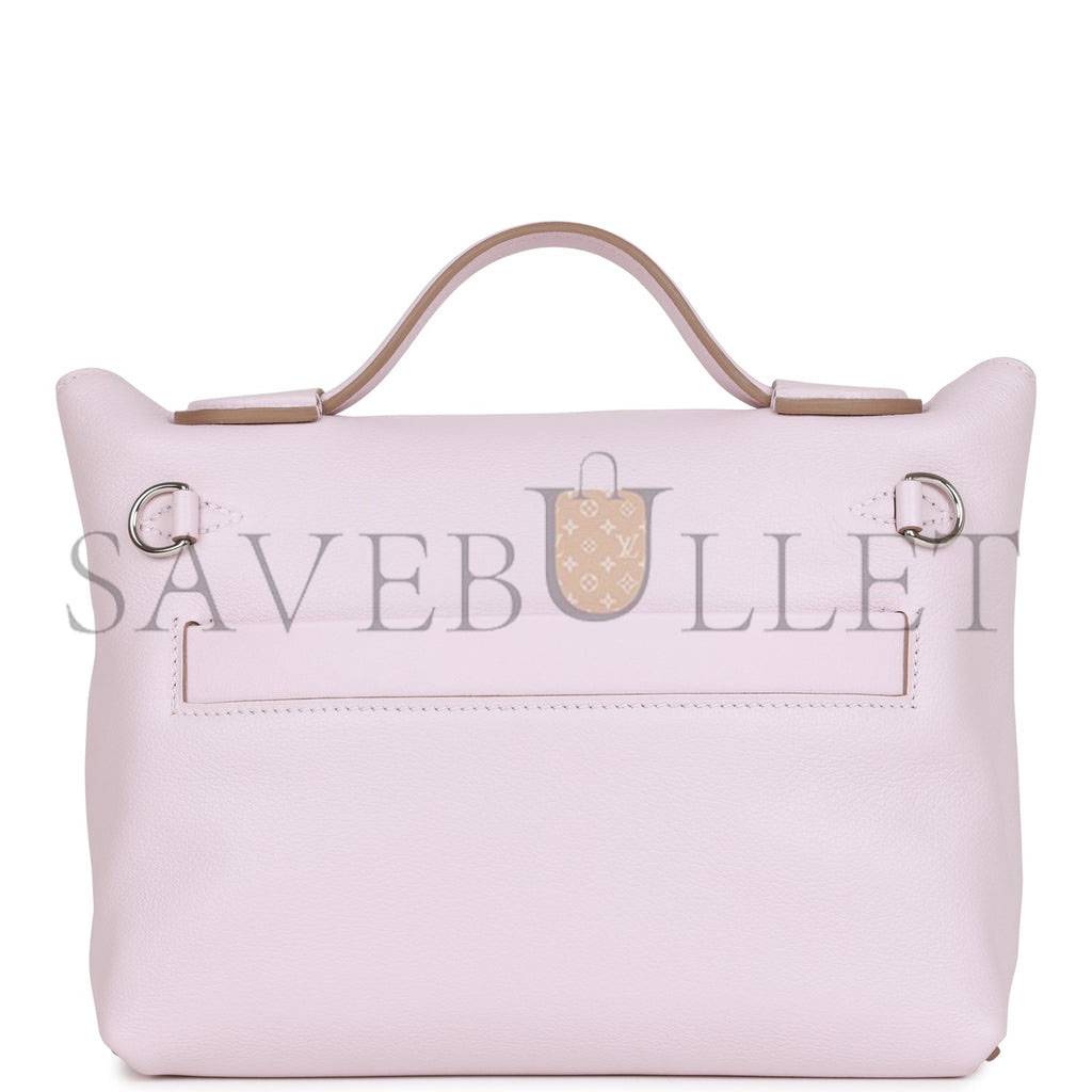 HERMES MINI 2424 BAG MAUVE PALE VERSO EVERCOLOR AND SWIFT PALLADIUM HARDWARE (23*17*11cm)