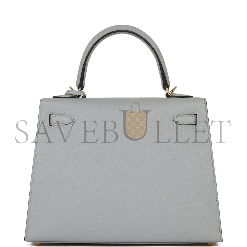 HERMES SPECIAL ORDER (HSS) KELLY SELLIER 25 BLEU GLACIER VERSO EPSOM PERMABRASS HARDWARE HANDMADE (25*17*7cm)