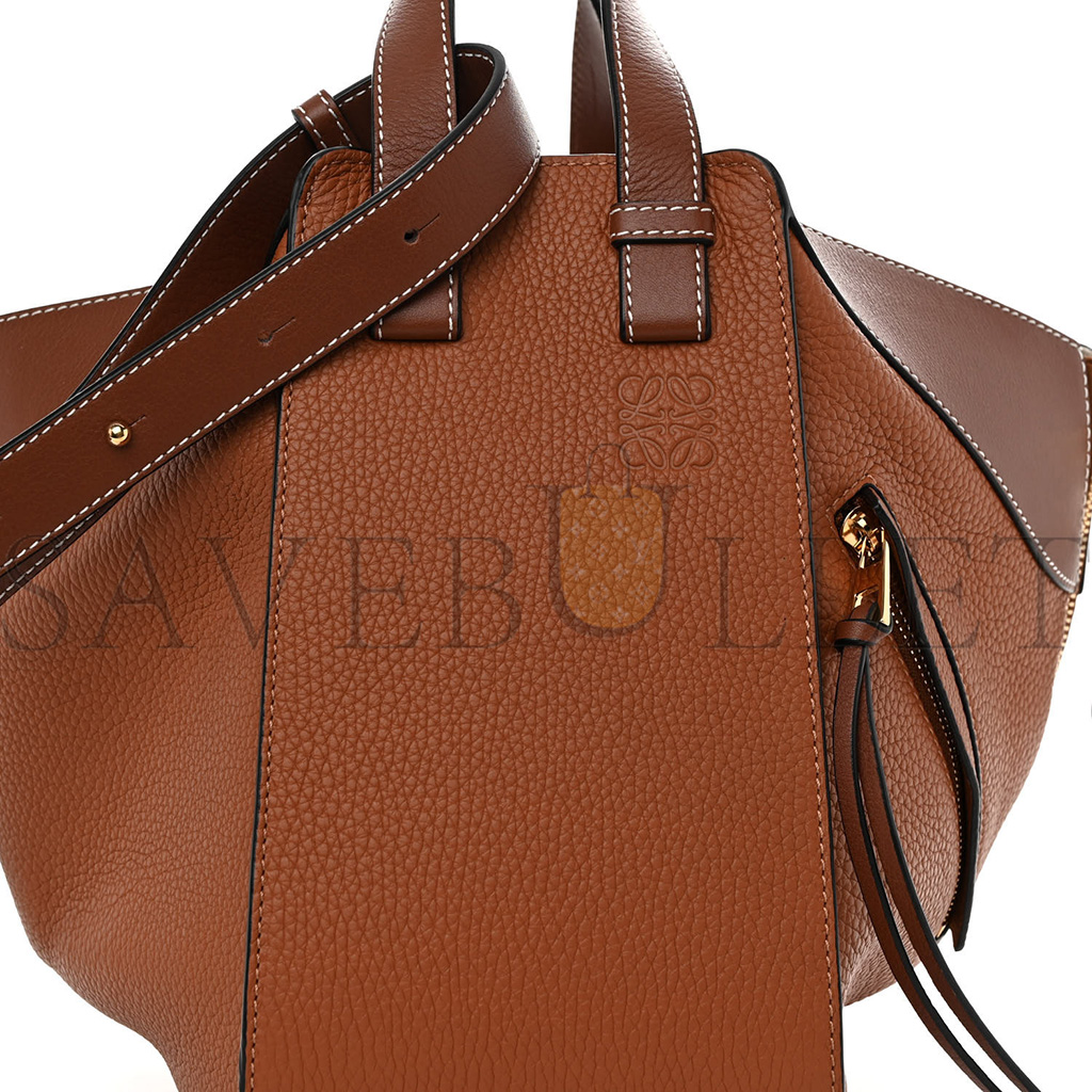 LOEWE GRAINED CALFSKIN SMALL HAMMOCK SHOULDER BAG TAN (30*25*13.5cm)