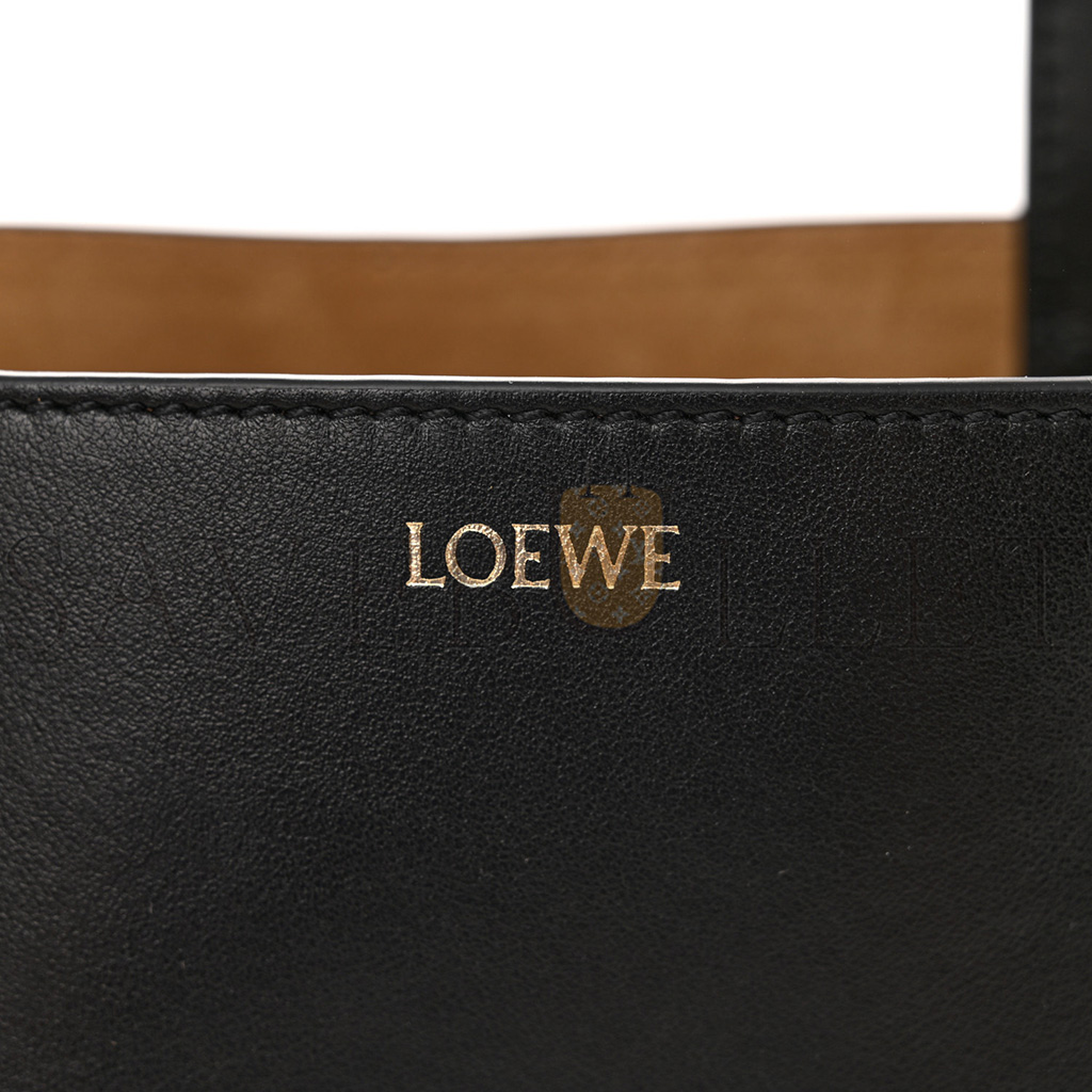 LOEWE SHINY CALFSKIN MINI PUZZLE FOLD TOTE BLACK (20*16*9cm)