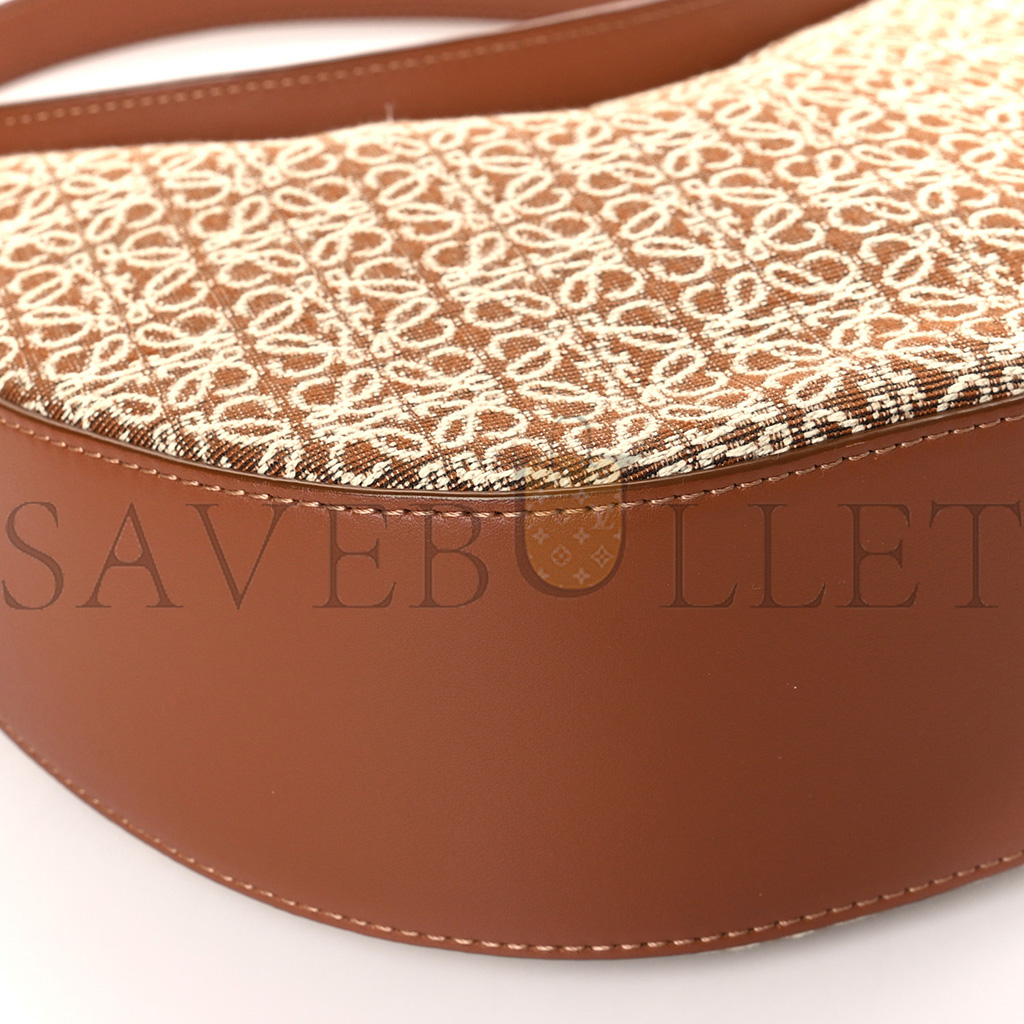 LOEWE  JACQUARD ANAGRAM CLALFSKIN LUNA BAG TAN (26*17*8cm)