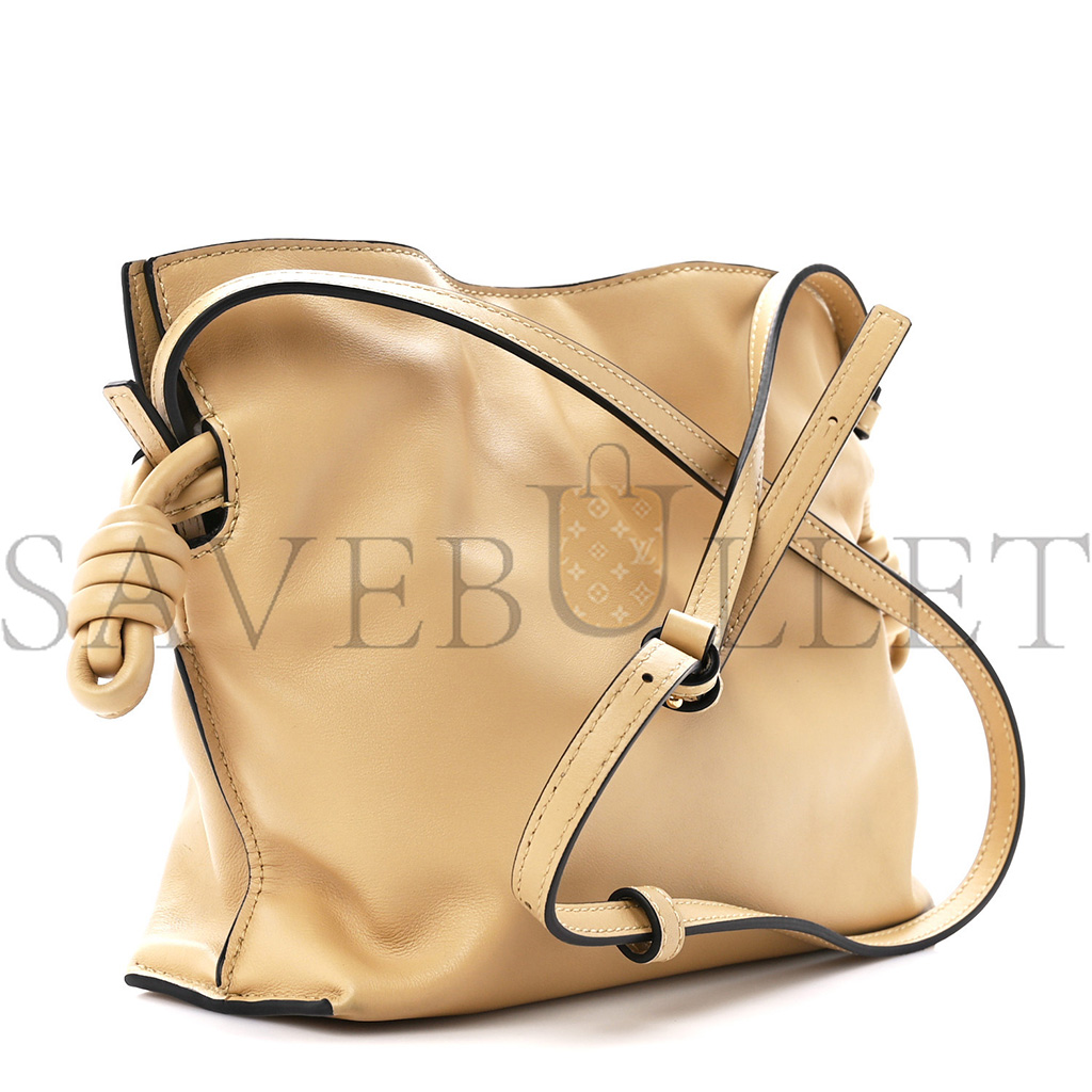 LOEWE CALFSKIN MINI FLAMENCO KNOT CLUTCH DARK BUTTER (23*18*7cm)