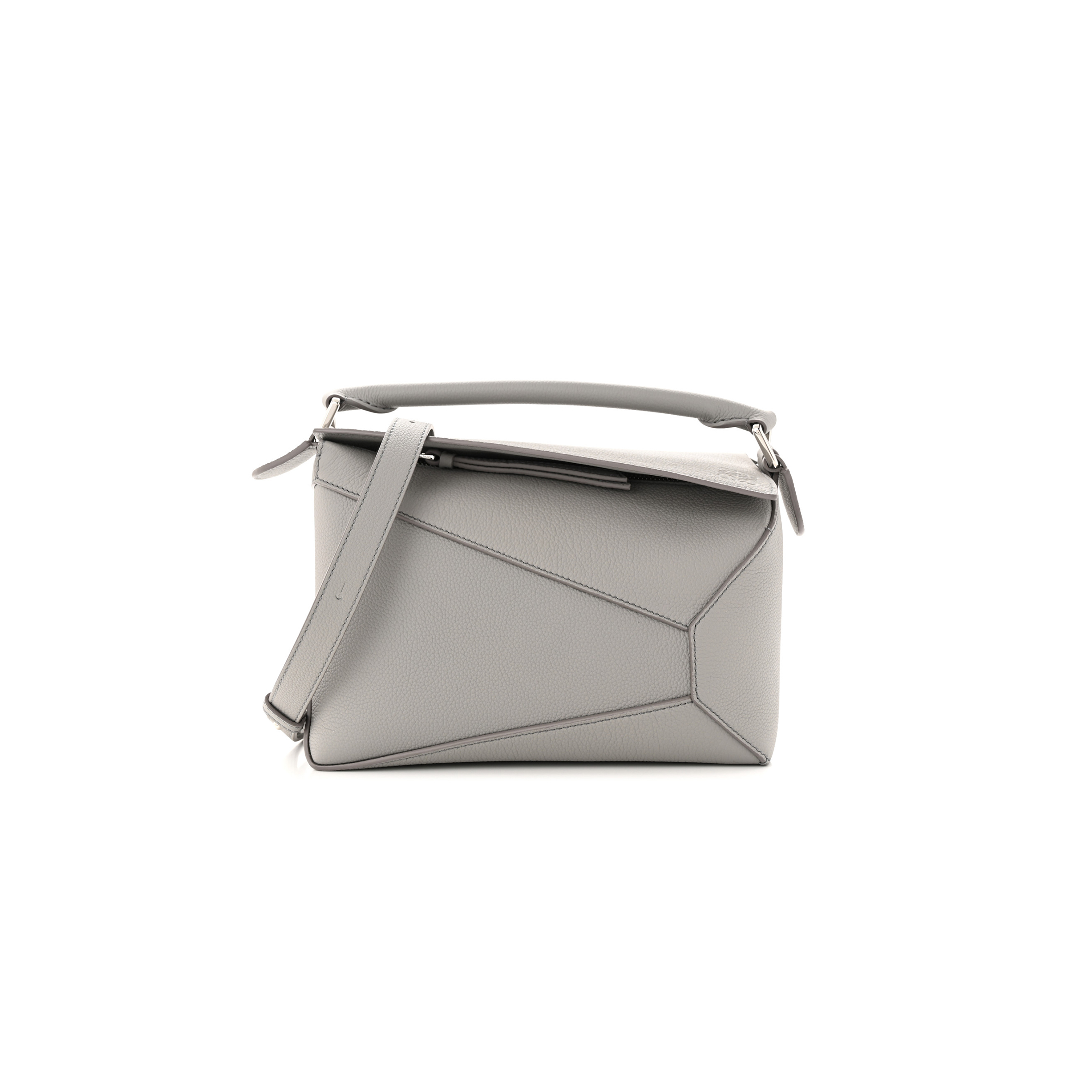 LOEWE CALFSKIN SMALL PUZZLE EDGE BAG PEARL GREY (24*15*11cm)