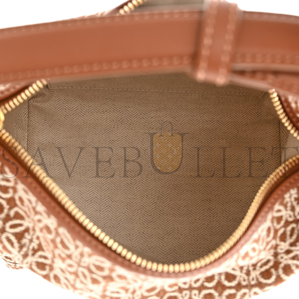 LOEWE JACQUARD ANAGRAM CALFSKIN SMALL CUBI BAG TAN PECAN (20*16*12cm)