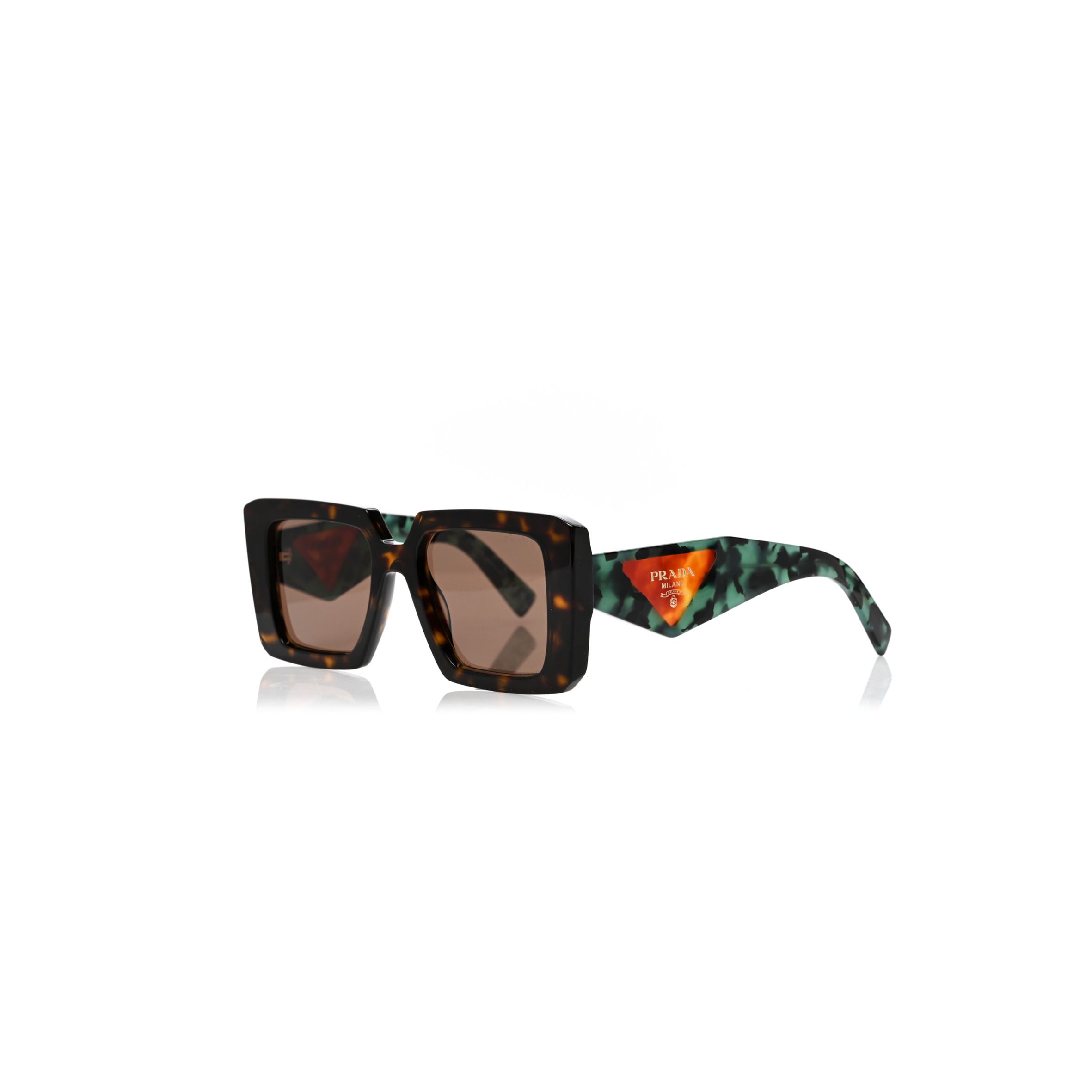 PRADA ACETATE SYMBOLE SUNGLASSES SPR 23Y RED TORTOISE