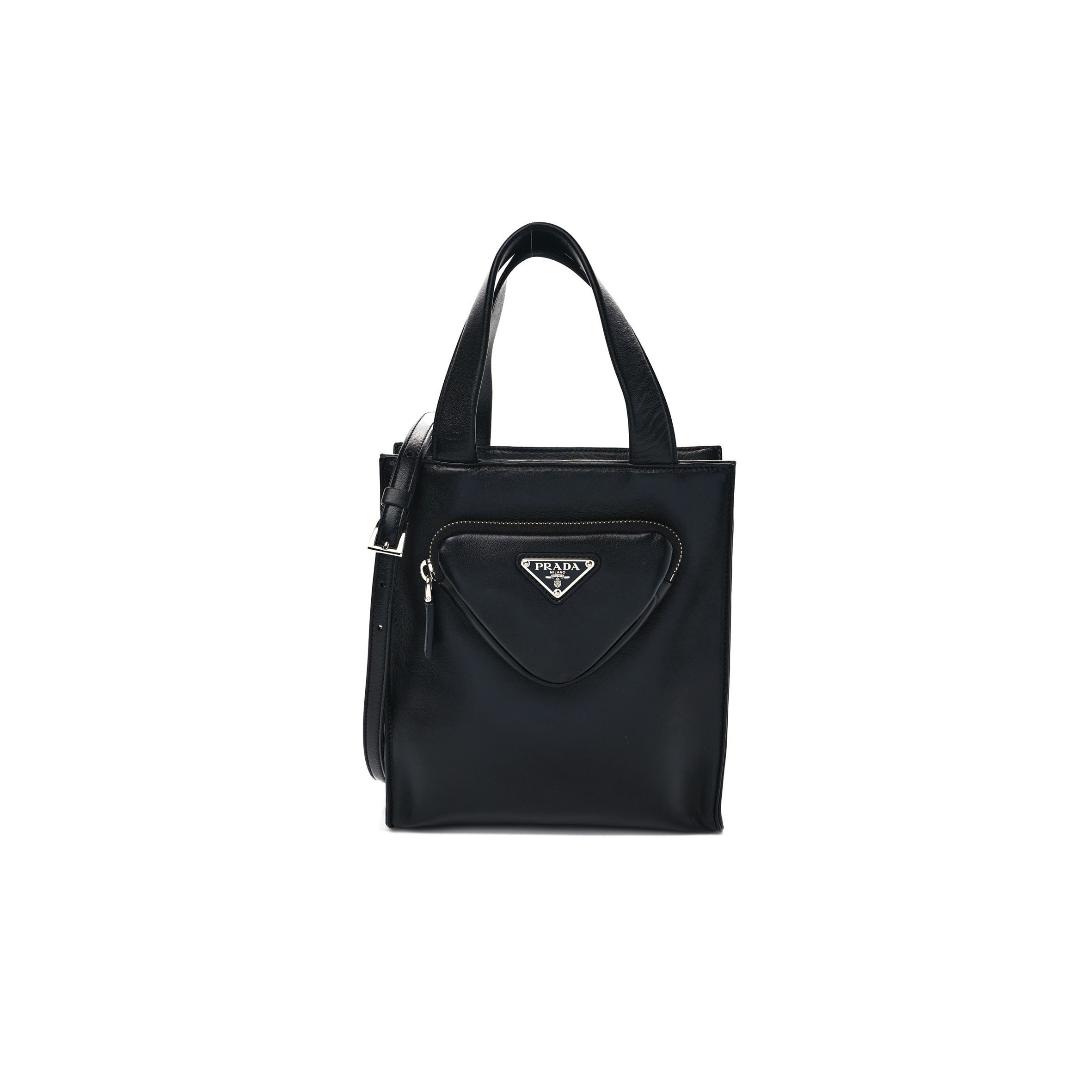 PRADA VITELLO DAINO MINI POCKET TOTE BLACK (19*17*10cm)