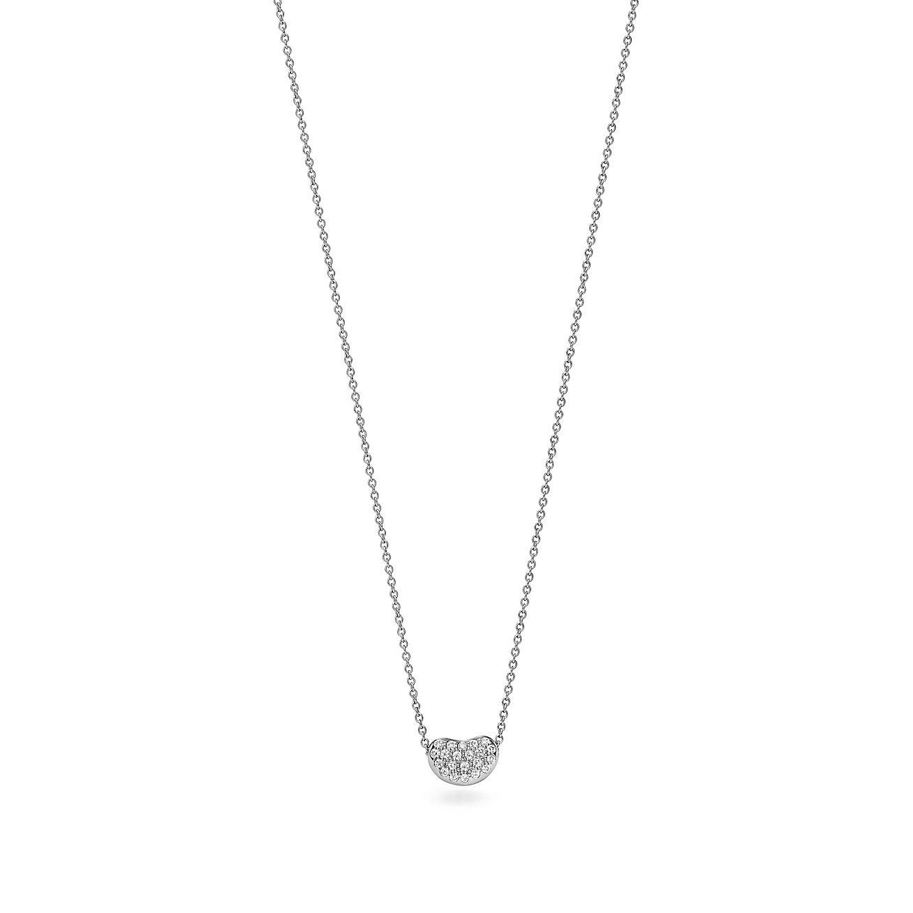 TIFFANY ELSA PERETTI® BEAN® DESIGN PENDANT IN PLATINUM WITH DIAMONDS, 9 MM