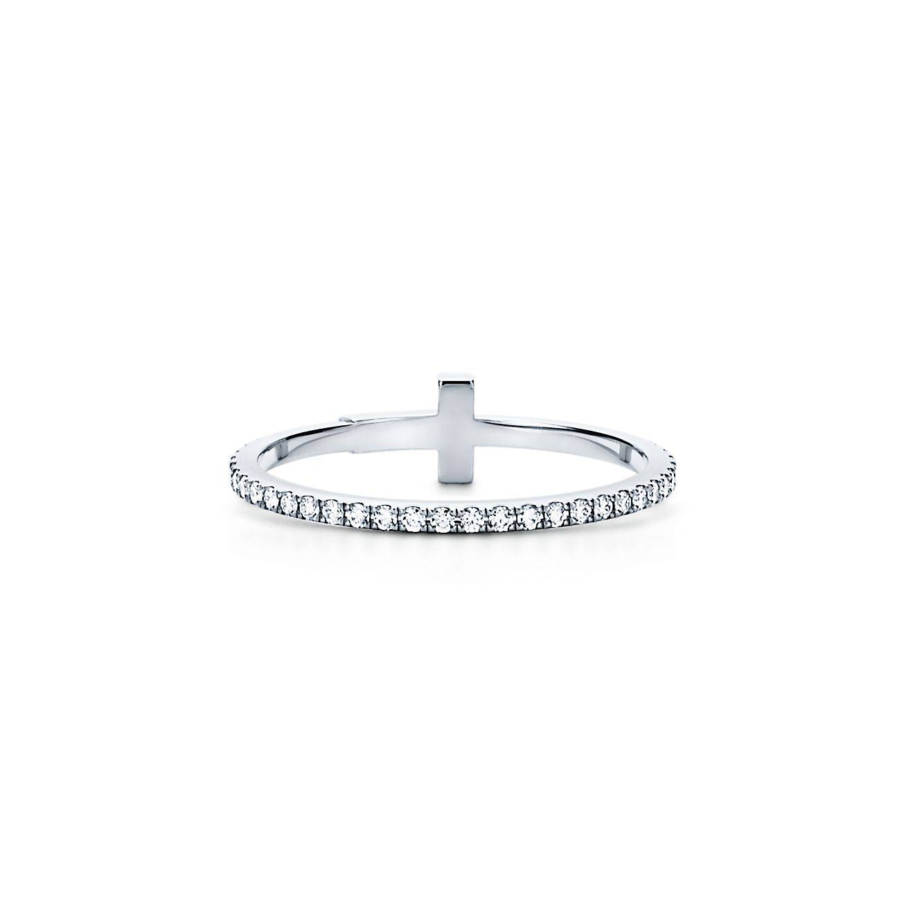 Tiffany T Diamond Wire Band Ring in 18k White Gold