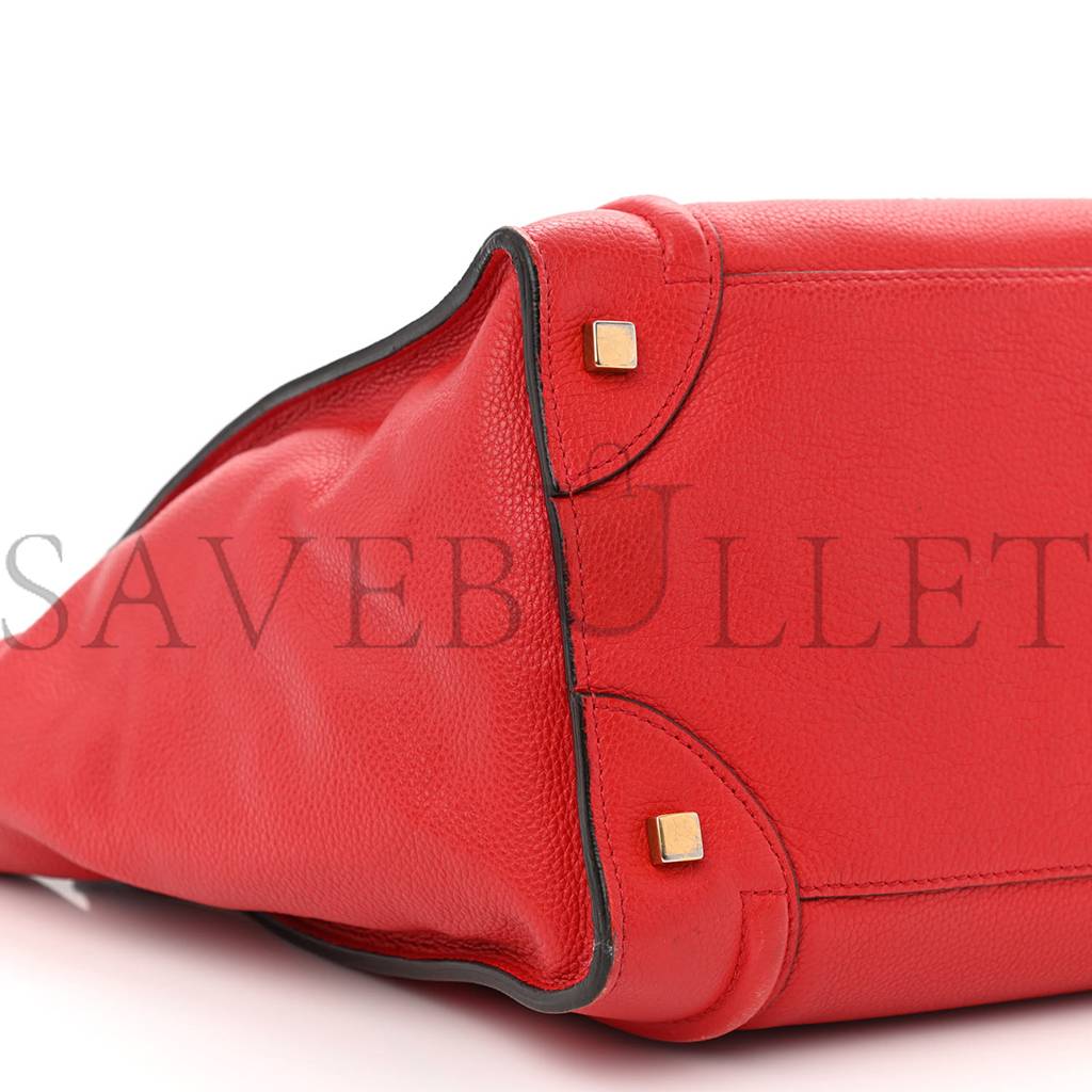 CELINE DRUMMED CALFSKIN MINI LUGGAGE COQUELICOT (32*30*18cm)