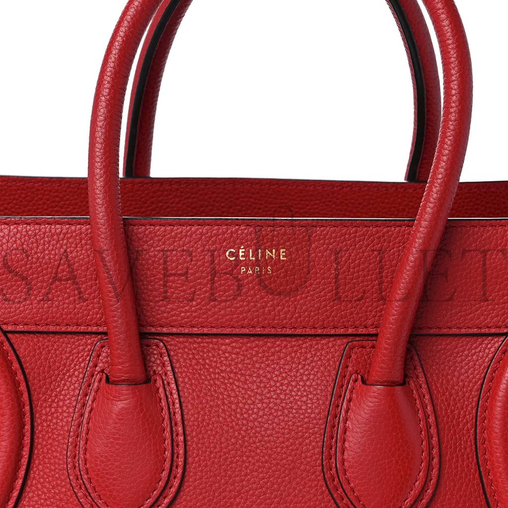 CELINE DRUMMED CALFSKIN MICRO LUGGAGE RED (26*25*13cm)