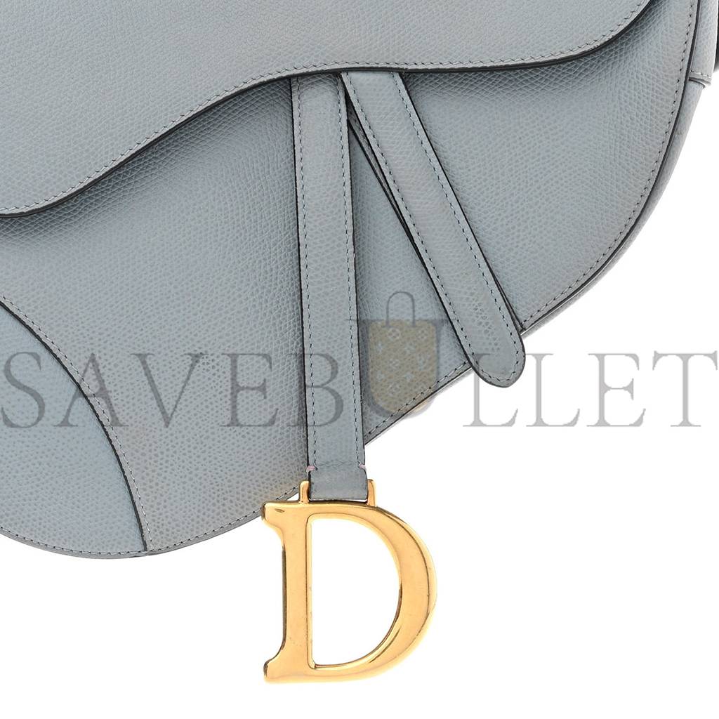 DIOR GRAINED CALFSKIN SADDLE BAG GREY STONE (24*23*5.7cm)