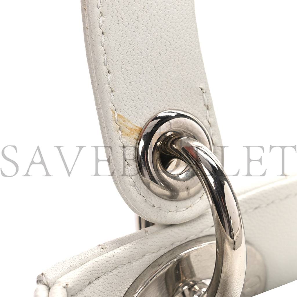 DIOR LAMBSKIN CANNAGE MINI LADY DIOR WHITE (17*15*7.6cm)