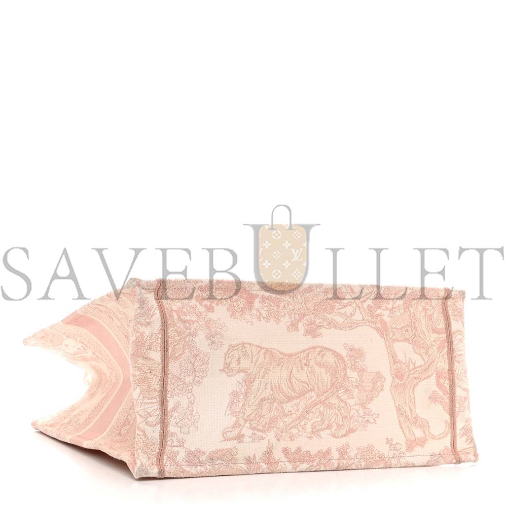 DIOR CANVAS TOILE DE JOUY EMBROIDERED MEDIUM BOOK TOTE PINK (36*27*16.5cm)