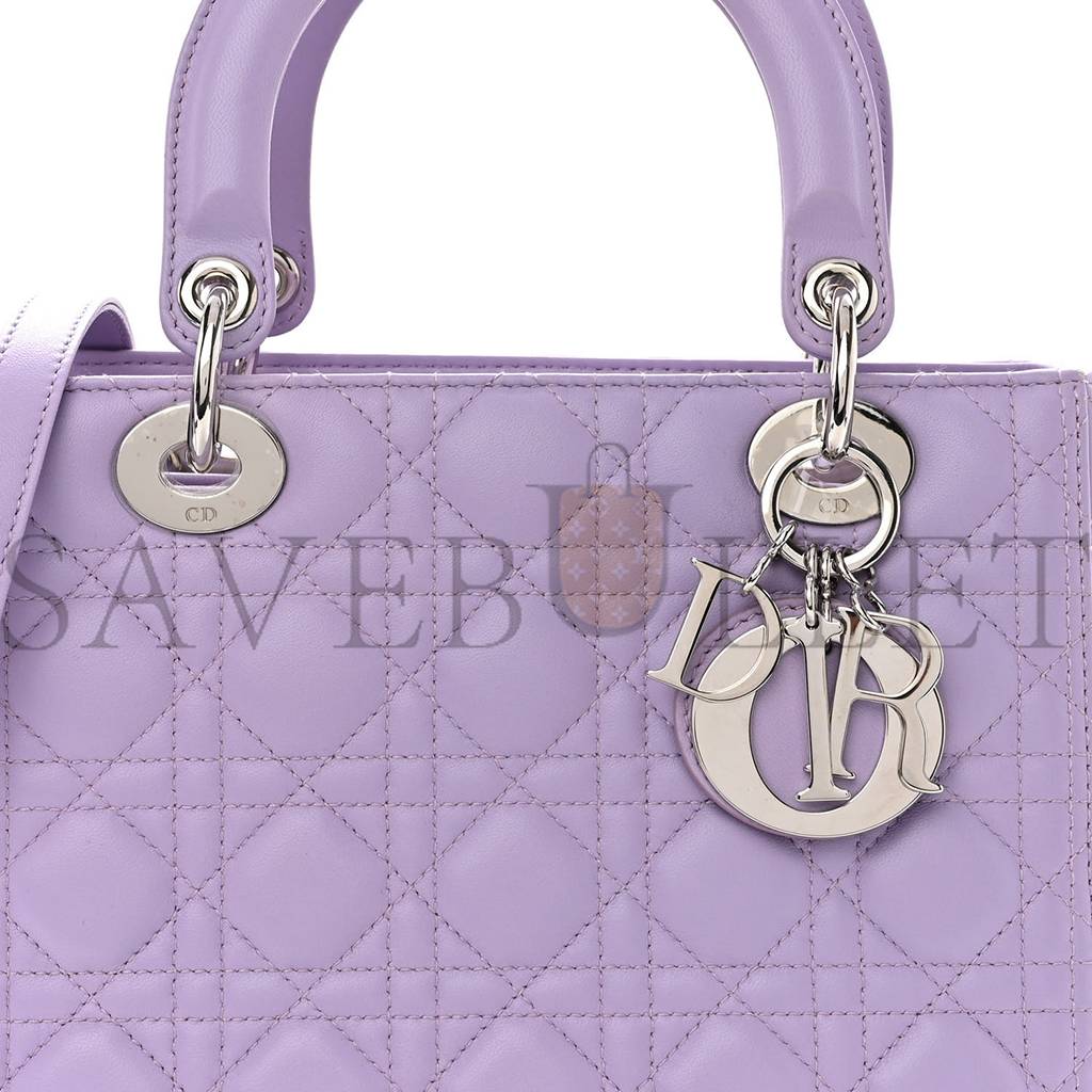 DIOR LAMBSKIN CANNAGE MEDIUM LADY DIOR PURPLE (24*20*10.8cm)