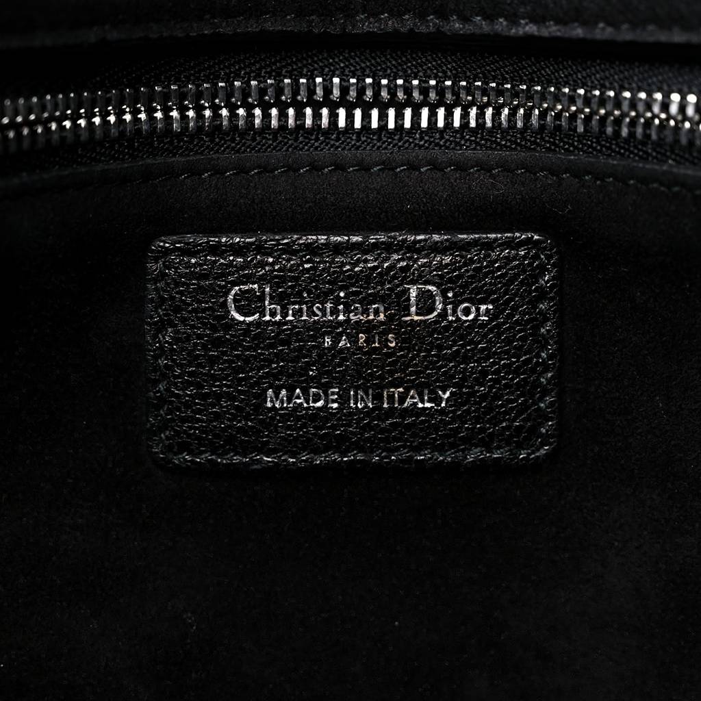 DIOR CANYON GRAINED LAMBSKIN LARGE LADY DIOR BLACK (32*23*12.1cm)